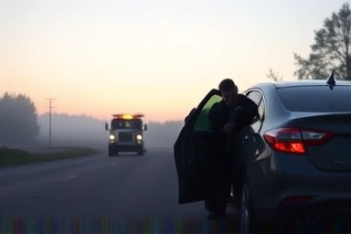 Driver needing roadside assistance from car insurance